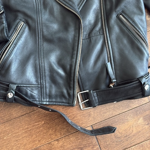 Zara Genuine Leather Black Biker Jacket - Picture 5 of 8